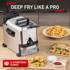 Compact Deep Fryer Oleo Clean 2L – Stainless Steel Semi Pro Fryer with Oil Filtration, Storage Box & Easy Clean System – 1500W