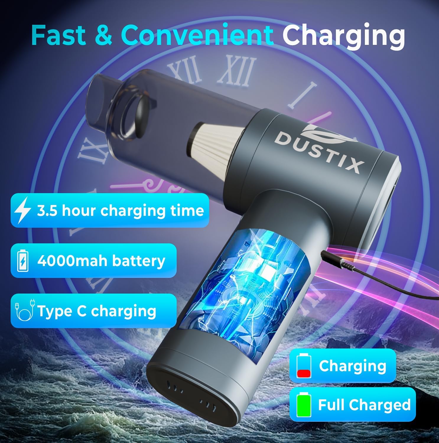DUSTIX Cordless Handheld Vacuum Cleaner 12000PA