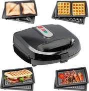 Sensio Home 3-in-1 Waffle, Sandwich & Panini Maker – Interchangeable Plates