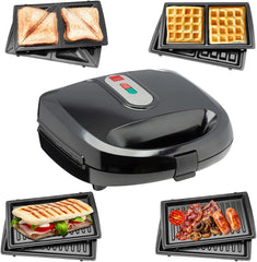 Sensio Home 3-in-1 Waffle, Sandwich & Panini Maker – Interchangeable Plates