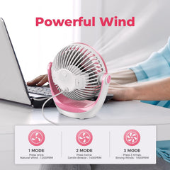 OCOOPA USB Desk Fan Table Fan with Strong Airflow & Quiet Operation, Portable Cooling Fan Speed Adjustable 360°Rotatable Head for Home Office Bedroom Table and Desktop