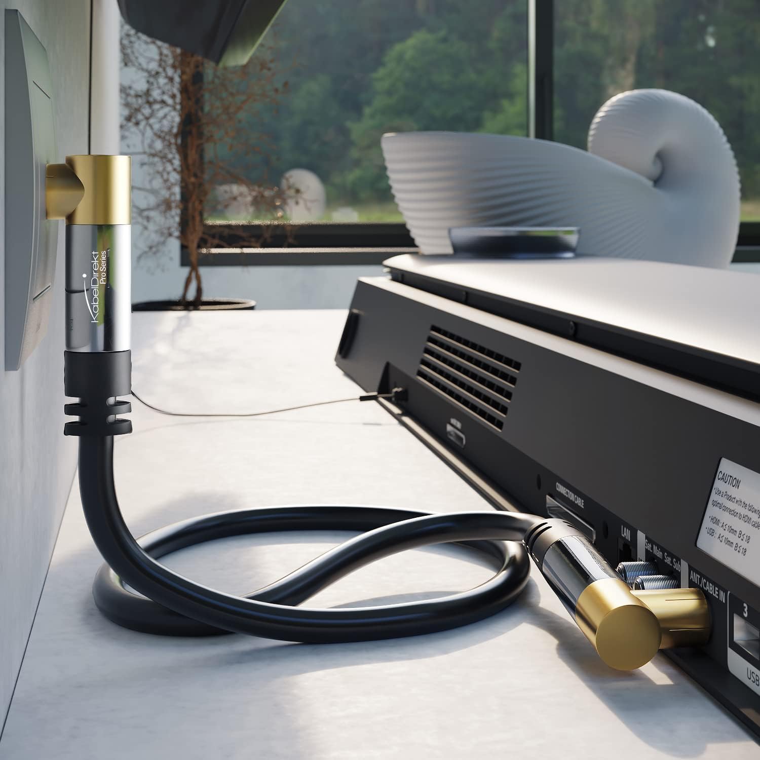 4K TV Aerial Coaxial Cable 5m 90° Angled