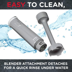Hand Blender 200W Stick Immersion Blender – Cool Grey Handheld Electric Mixer with Stainless Steel Blade for Soups & Smoothies