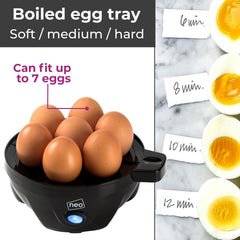 Neo 3-in-1 Electric Egg Cooker Boiler Poacher & Omelette Maker with Timer – Black & Clear