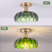 Ceiling Light – Semi-Flush Mount Glass Pendant Lamp, Farmhouse Vintage Fixture