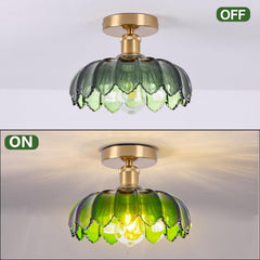 Ceiling Light – Semi-Flush Mount Glass Pendant Lamp, Farmhouse Vintage Fixture