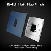 Single 2 Way Screwless Light Switch Matt Blue 20A