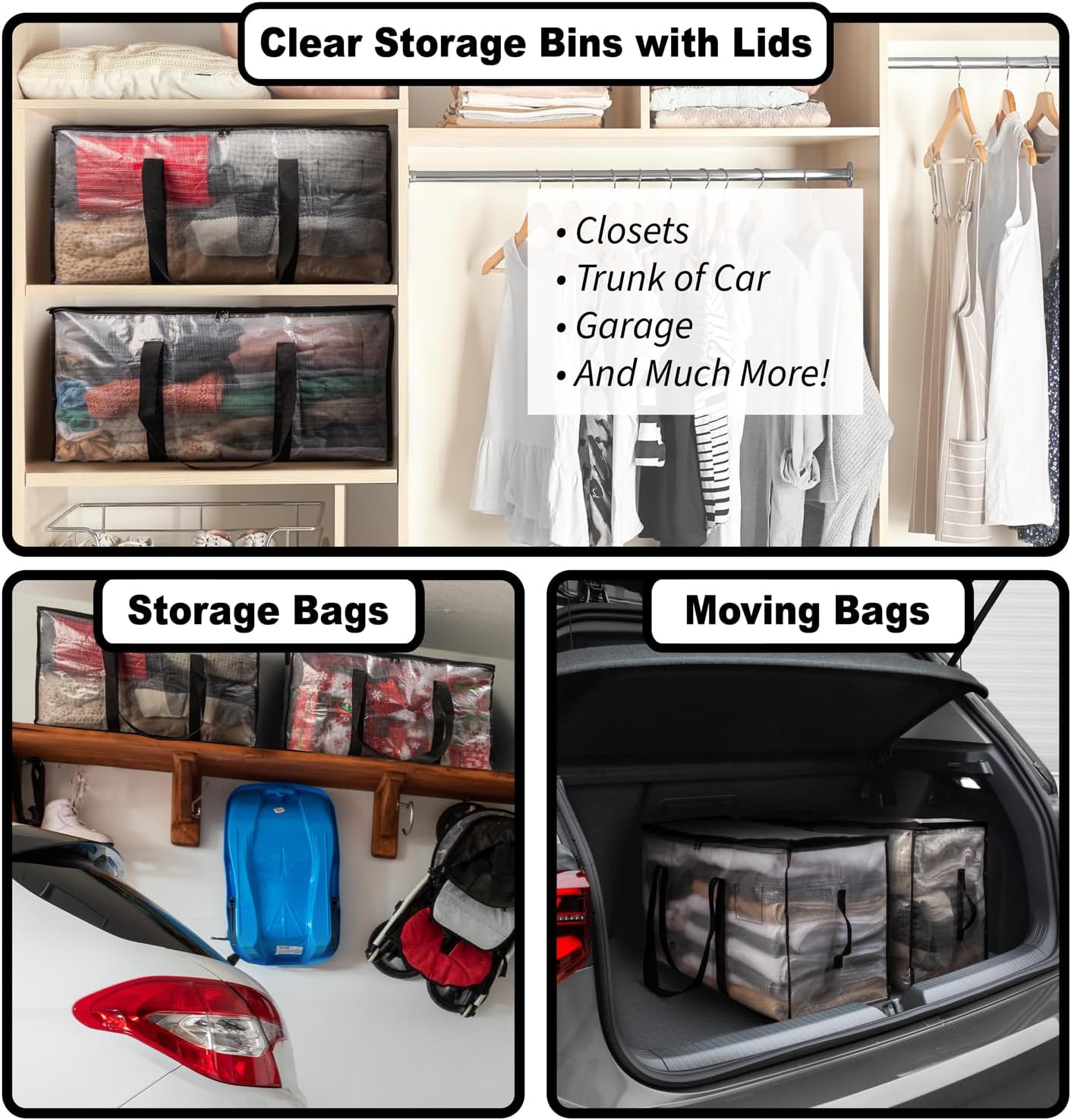 ClearSpace Oversized Moving Bags, 2-Pack – Heavy-Duty Storage Totes with Zippers & Handles