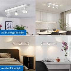 Ceiling and wall spotlights in various indoor settings