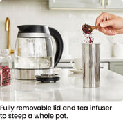 Electric Kettle 1.8L 3000W Glass Tea Kettle with Infuser & LED Lights
