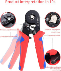 Ferrule Crimping Tool Kit 0.25-10mm² with 1250 Terminals