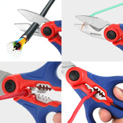 WORKPRO Electricians Scissors with Wire Stripper, 6-1/2 INCH(163MM), Multi-Function Stainless Steel Electricians Shears with Belt Clip Sheath