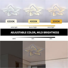 Modern 7-Blade Ceiling Fan with LED Light - Petal Design Remote Control