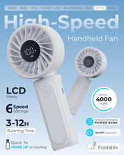 4000mAh Foldable Handheld Fan with LED Display