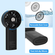VKUSRA Portable Handheld Fan, Powerful Hand Fan with 6000mAh Battery & Adjustable 1-100% Speeds, Cooling Rechargeable USB Fan with Large Screen Display, Stable Desk Fan for Home, Office, Travel