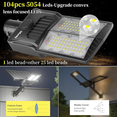 10500W Solar Street Lights Outdoor, 6500K LED Commercial Flood Lights with Motion Sensor, IP67 Waterproof Security Lighting