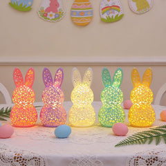 Lighted Easter Bunny Figurine Lamp – Hollow 3D Printed LED Rabbit Decorative Light