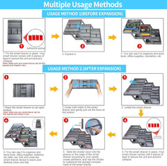 3-Tier Expandable Drawer Organizer, Folding Multi-Level Makeup & Office Storage Tray