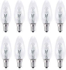 KOR E14 28W Halogen Bulbs Warm White Dimmable, 10-Pack Small Screw Candle Bulbs, 230V