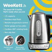 WeeKett Smart Kettle 1.7L – Stainless Steel, Voice Control Alexa Kettle, Variable Temperature, Keep Warm, BPA Free