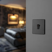 2 Way Screwless Wall Light Switch Matt Black 20A