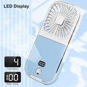Folding Handheld Fan with LED Display & Power Bank