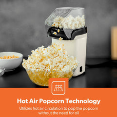 Geepas 1200W Electric Popcorn Maker – Oil-Free Hot Air Popper, White & Black
