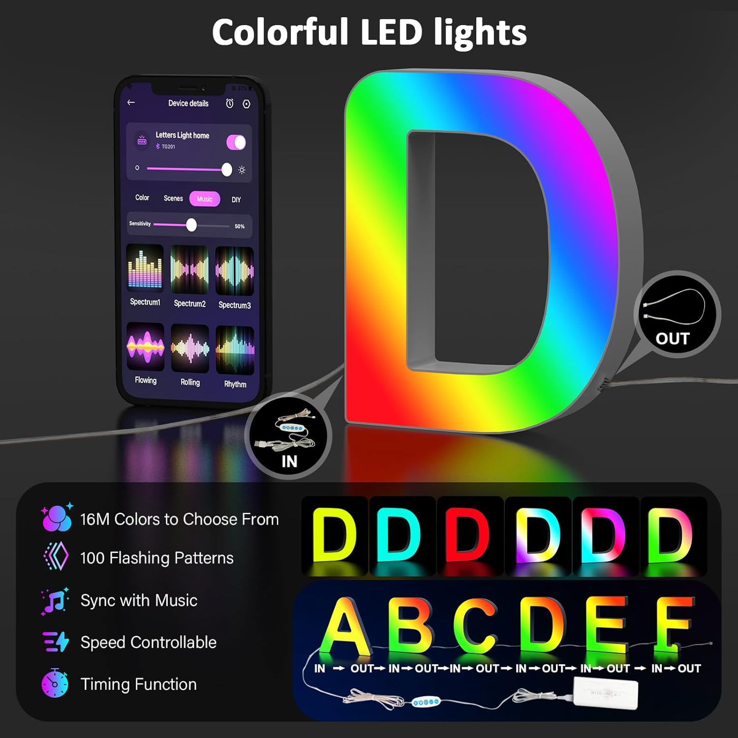 LED Letter D USB Colour Changing Night Light