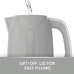 Bold Ice Grey Electric Kettle – 1.7L Capacity, 3kW Fast Boil, Gloss Textured Finish, Chrome Accents, Easy Clean & Cord Storage