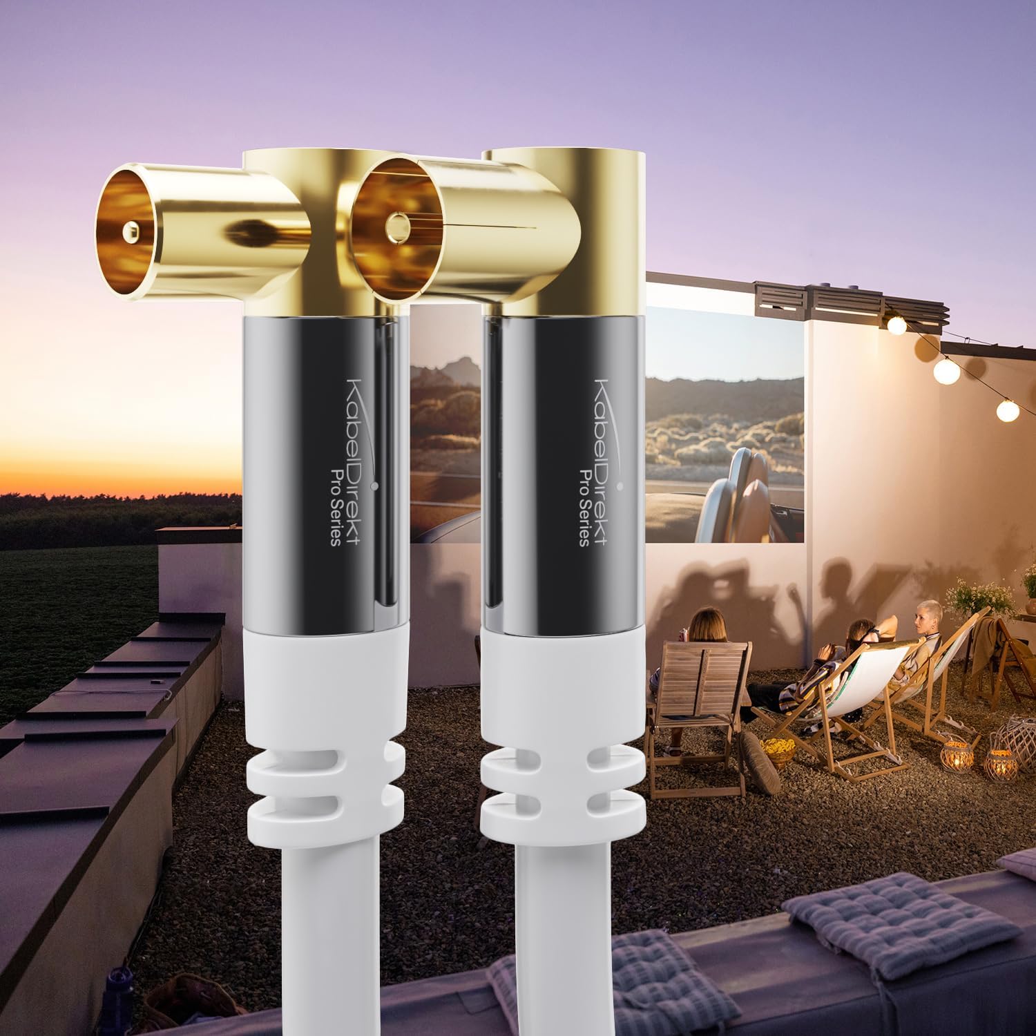 KabelDirekt – 4K TV Aerial Cable, Coaxial Cable, 90° Angled – 7.5m – Digital & Analogue – Available in 0.5-20m (Angled Plug/Socket, DVB-C/DVB-T/DVB-S, white)