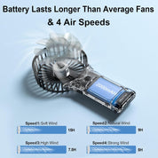 Handheld Fan, USB Rechargeable Mini Portable Fan, Personal Small Silent Hand Fan 4 Speeds with Mirror, Battery Operated Table Desk Fan for Office Outdoor Home Travel (Black)