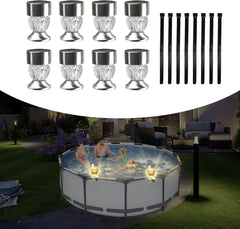 Solar Frame Pool Lights – 8pcs RGB Waterproof Lights for Pools and Outdoor Decor