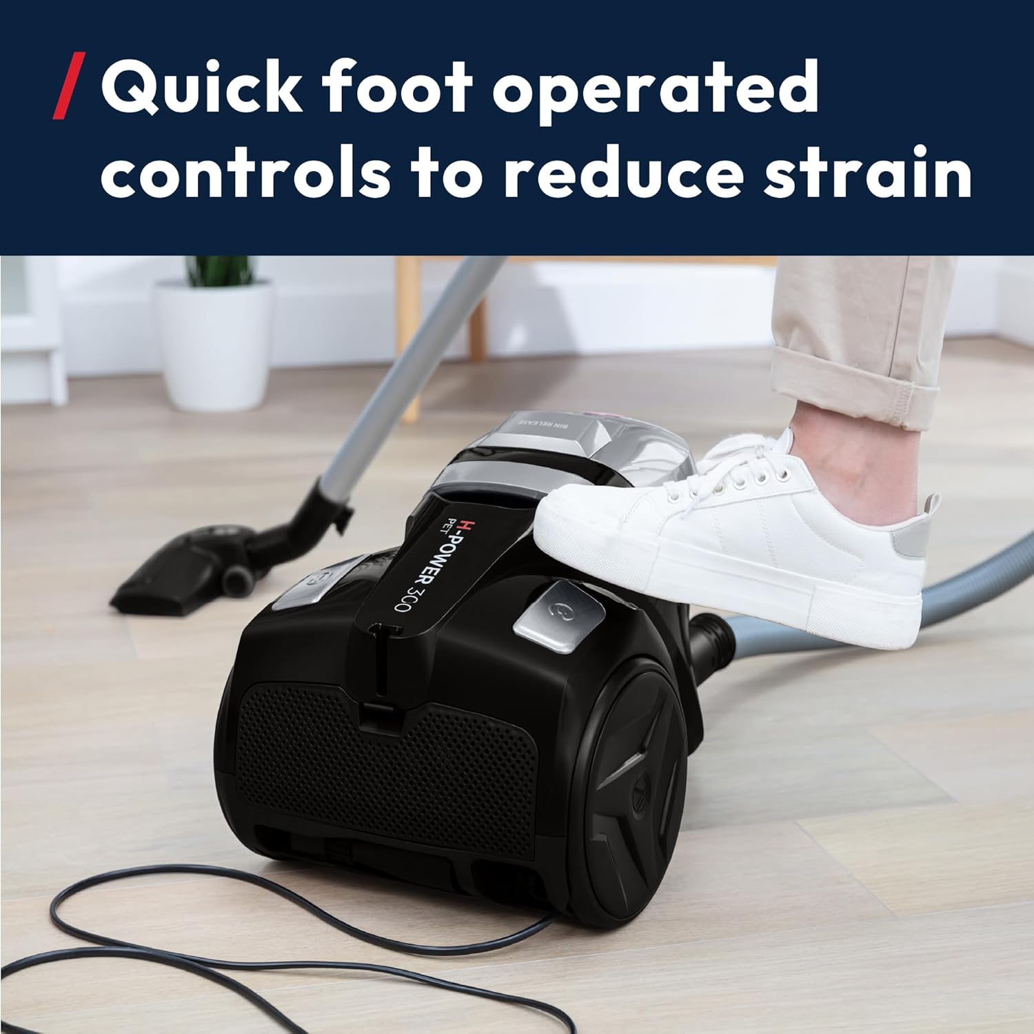 Hoover H-POWER 300 Pet Cylinder Vacuum Cleaner 850W – Powerful Cyclonic Suction, 2L Bagless, Lightweight with HEPA H13 Filter