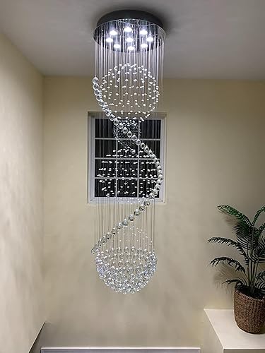 Luxurious Crystal Ball Chandelier - 138 Genuine Crystal Droplets Rainfall Design