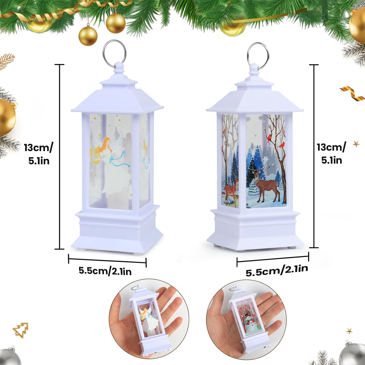 Festive tabletop Christmas lantern decorations