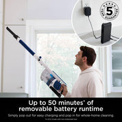 Shark PowerPro Cordless Stick Vacuum Cleaner, Lightweight Flexible Vacuum with Floor Detect & Anti-Hair Wrap Technology, Anti-Allergen Complete Seal, Handheld Mode, Navy Metallic
