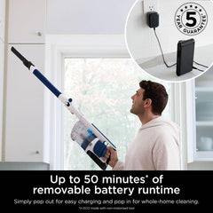 Shark PowerPro Cordless Stick Vacuum Cleaner, Lightweight Flexible Vacuum with Floor Detect & Anti-Hair Wrap Technology, Anti-Allergen Complete Seal, Handheld Mode, Navy Metallic