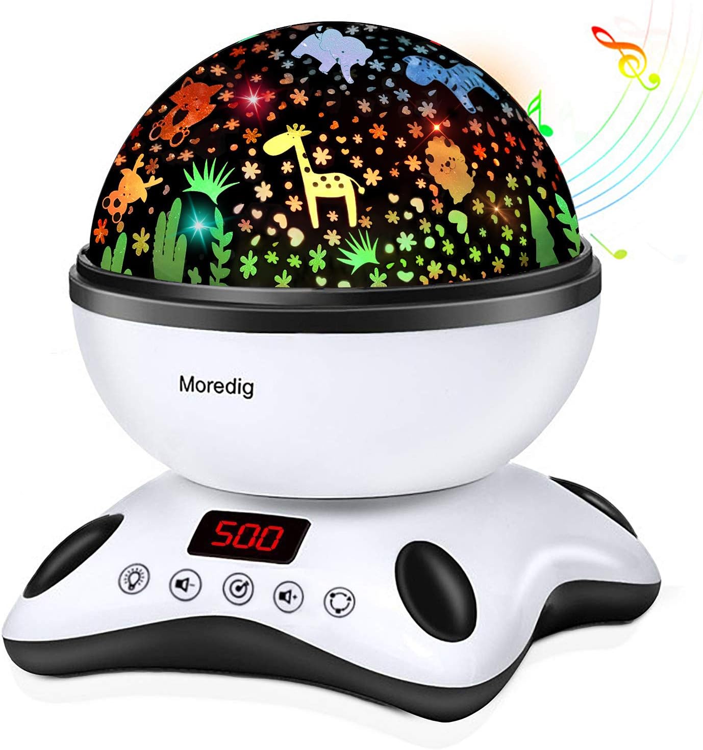 Moredig Baby Projector Night Light, Night Light Kids Projector with 12 Music and Timer, Remote Kids Night Light for Bedroom with 8 Lighting Modes, Gifts for Baby-