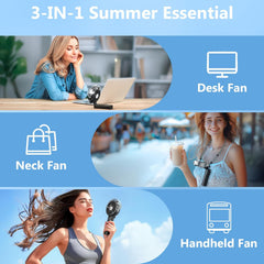 VersionTECH. Portable Handheld Misting Fan as Power Bank, 50ml XL Water Tank, 20H Runtime 3 Speeds, 180° Foldable Rechargeable Mist Fan for Travel, Outdoors, Makeup - Black