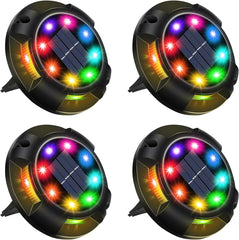 Solar Spotlights Outdoor Garden,Laliled Ground Lights Solar Powered with 12 LED,IP65 Waterproof,Outdoor Solar Landscape Lights for Yard Lawn Patio Pathway Fence Walkway,7 Colors Changing Light 4 Pack