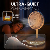 VENTY Portable Fan - Wireless Battery Operated, 48HR Run Time 16000MAH Battery, Oscillating Rechargeable Fans, Remote Control & LED Lighting, Folding Telescopic Camping Fan (White with Case)