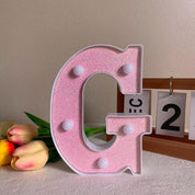 Pink LED Letter G Light – Warm Battery-Powered Night Light