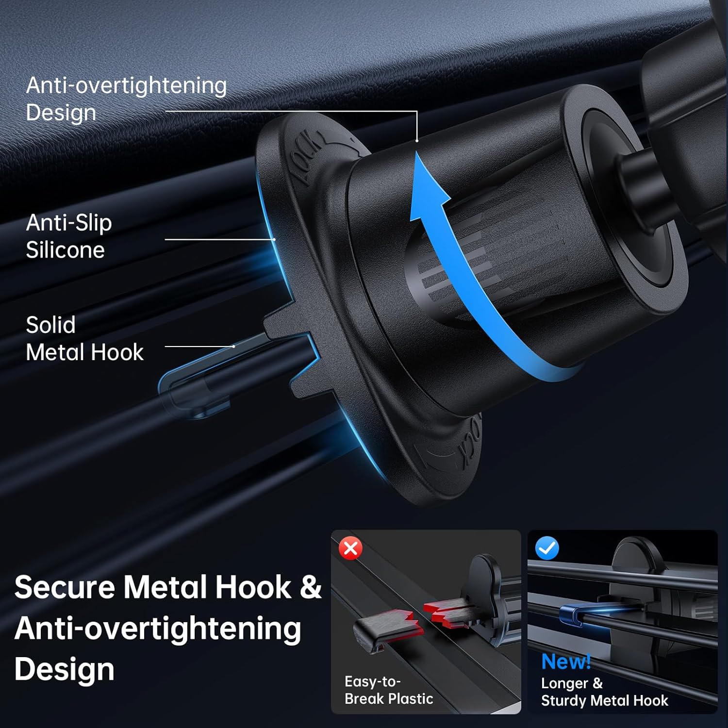 SYNCWIRE MagSafe Car Mount Black – Rotatable Magnetic Phone Holder