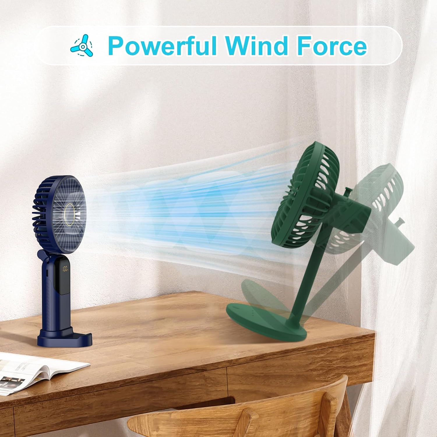 Handheld Fan Rechargeable, Portable Mini Fan Handheld with 5 Speeds 5000mah, Electric USB Small Hand Held Fans, Powerful Personal Fan Foldable Fans for Outdoor Office Travel Camping School Home