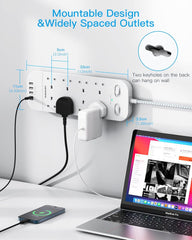 8-Way Extension Lead with 4 USB Ports, 1800J Surge Protected Power Strip 1.8M