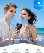 Turbo Handheld Fan with LED Torch and Clasp Base