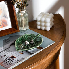 Titanape Green Leaf Trinket Dish – Decorative Jewelry Tray & Key Bowl, Gift for Women