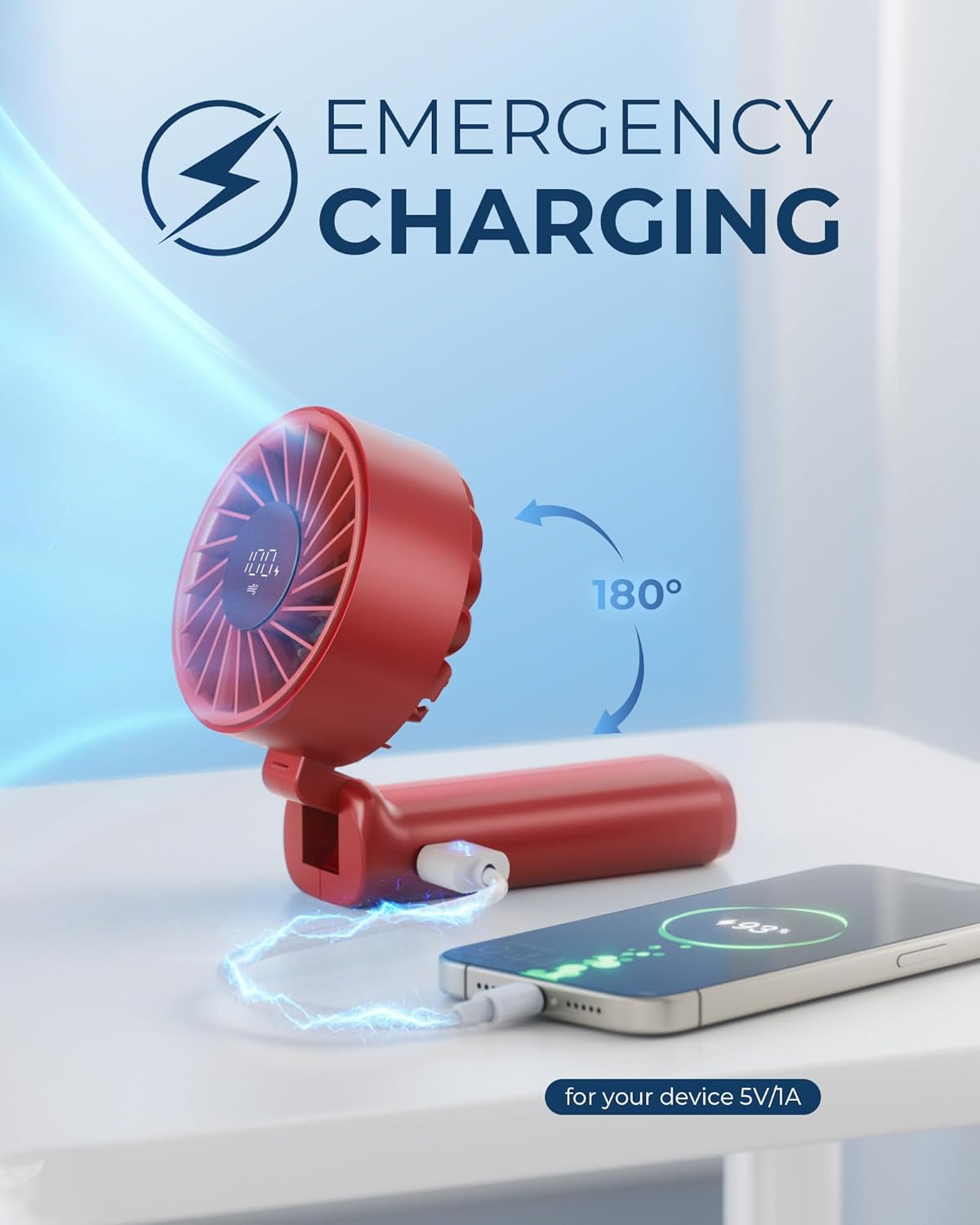 Portable Handheld Fan 4000mAh 6-Speed Foldable Mini Fan