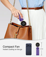 Portable Handheld Turbo Fan - 5 Gear High Speed 4000mAh Rechargeable Mini Personal Hand Fan Blow Cold Air, Battery Operated Travel Essentials, Beach Vacation, Gifts for Women, Men (Purple)