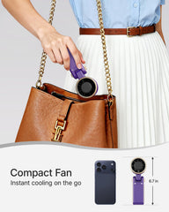 Portable Handheld Turbo Fan - 5 Gear High Speed 4000mAh Rechargeable Mini Personal Hand Fan Blow Cold Air, Battery Operated Travel Essentials, Beach Vacation, Gifts for Women, Men (Purple)